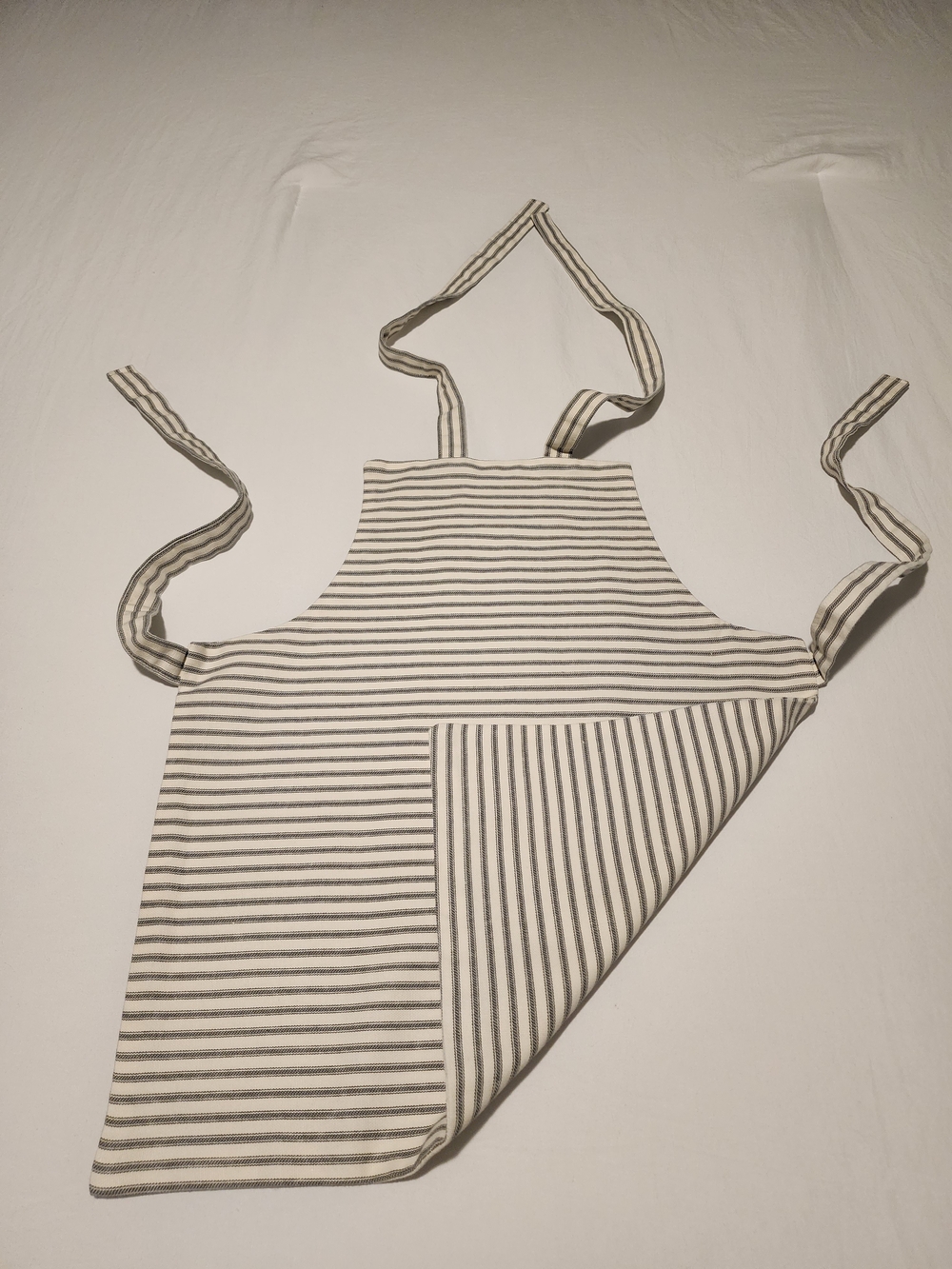 Childs Pinstriped Cotton Apron in Blue & Cream